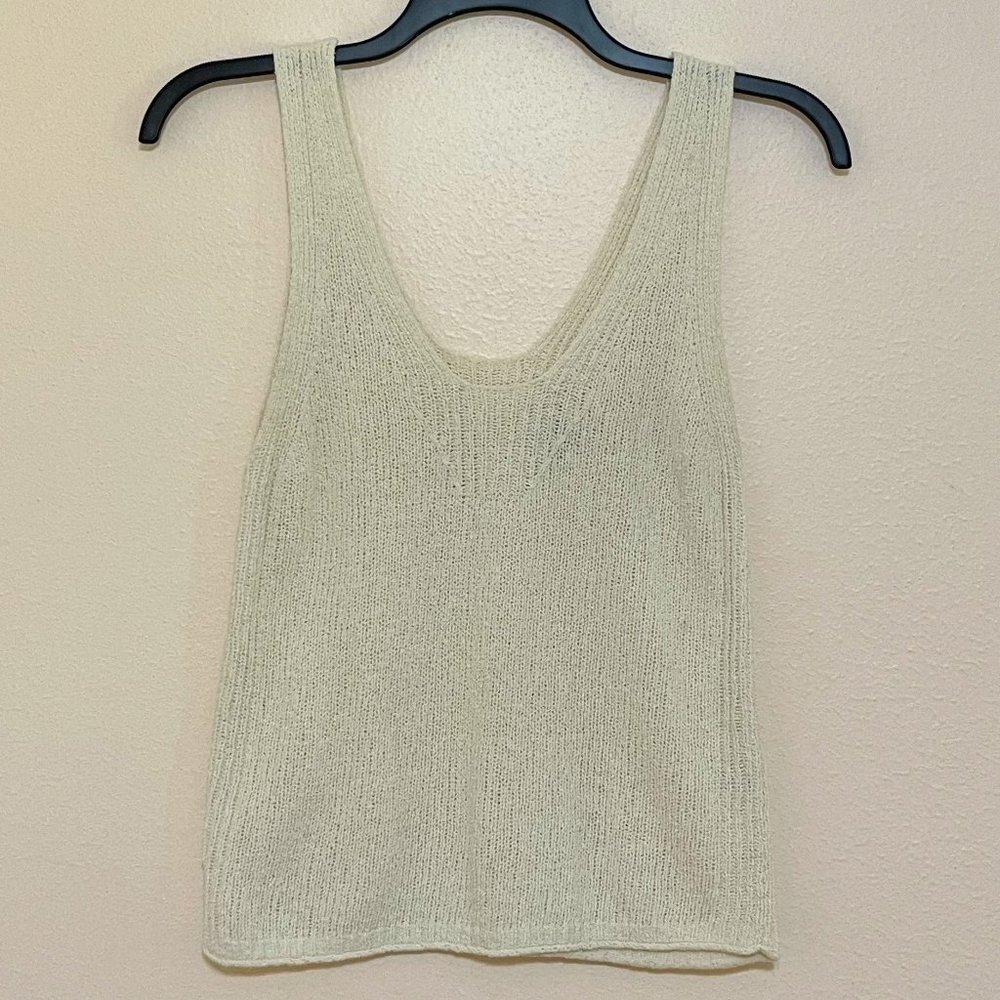 Madewell V-Neck Cream Sweater Knit Tank Sleeveless Size  XXS